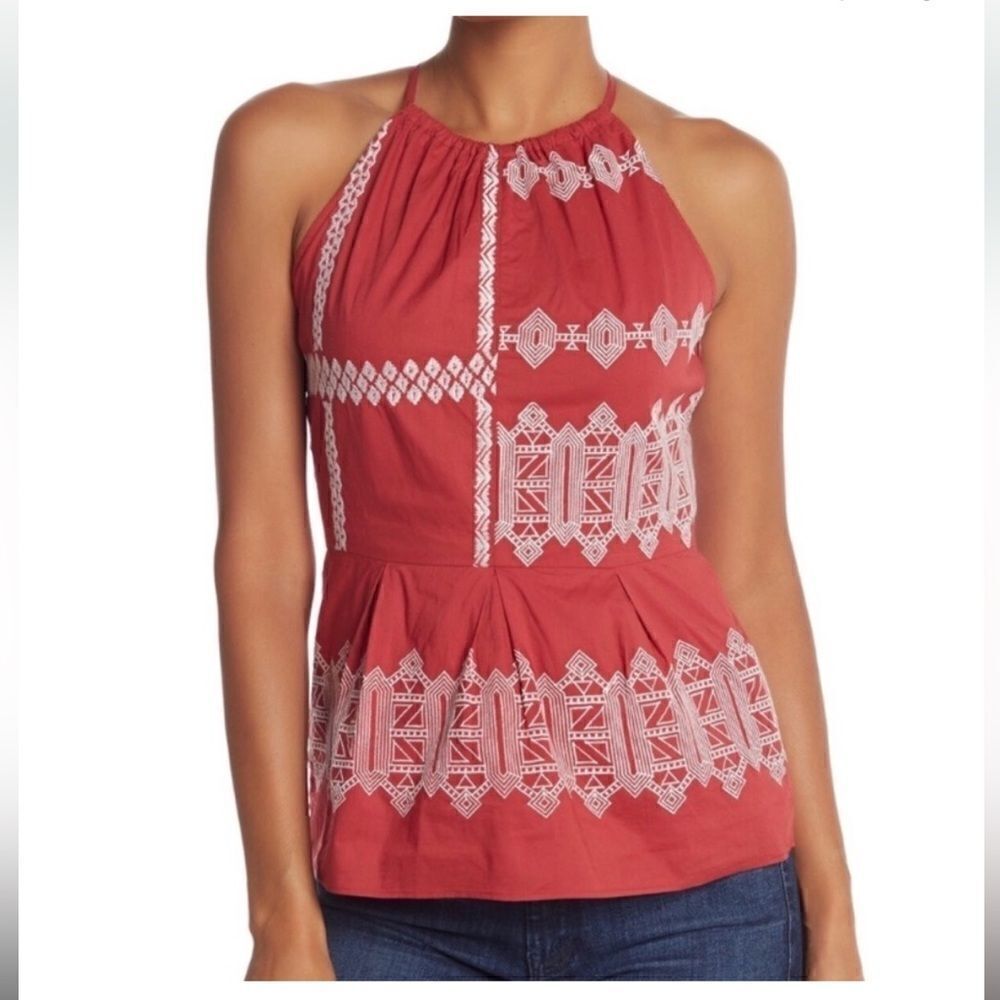 NWT Joie Konomi Embroidered Top In “Brick”